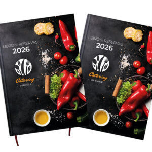 Libro de reservas con tapas impresas personalizadas.